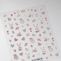 3D-Präge-Nagelaufkleber mit süßen rosa Hasen und bunten Herz-Blumen-Mustern - Süßer Hasenstil (TS-3780)