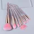 Diamond-handle makeup brush set with pink gradient bristles and crystal filling - Two-color Drill / Pink Hair