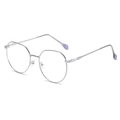 Montura de gafas cuadrada de metal plateado con puntas moradas para un look a la moda - Marco Plateado