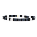 Bohemian Tila bead stretch bracelet with black white and blue stone geometric tiles - Black/White/Grey Blue Marble