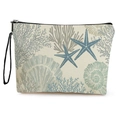 Borsa cosmetica beige con stampa corallo e stella marina e cinturino da polso nero - Stile 4-Stella Marina Blu Conchiglia