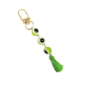 Turkish evil eye keychain with green resin bead, gold-plated ring and stylish tassel - Green