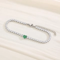 Tennisarmband in Silberoptik mit grünem Herzstein und Zirkonia-Pflasterfassung - Silber Grüner Stein (KB168989-Z)