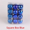 24-piece 3cm blue Christmas ball ornaments set in square box with shiny and matte finishes - 3cm Square Box / Blue