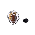 American football enamel pin with brown ball design and black rubber butterfly clutch - Hand Holding Football Style (C2554-4)