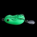 Detail view of green soft plastic frog lure with double hooks and metal spinner blades - Green (4.2cm-8g)