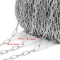 Silver faceted rectangle chain in silver finish with 17mm links for DIY jewelry making - Steel Color (1.6*7*17mm Cut Star Chain)