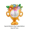Golden trophy balloon with flowers and La Mejor MAMÁ text for Mother's Day, 62x71cm - Spanish Mother's Day Trophy