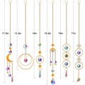 Set of 7 celestial AB crystal suncatchers with gold moon and star prism pendants - 6-Piece Set