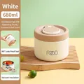 Cream white 680ml vacuum insulated 304 stainless steel lunch box with leakproof handle lid - 680ML / Large Rice White