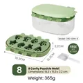 Light green crocodile style silicone ice mold set with 8 cells and storage container - Crocodile Lid Cartoon Popsicle Mold Set-Green-8 Grids-With Scoop