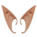 Detail of latex elf ears for cosplay featuring amber petal-shaped jewelry accents - 12CM OPP Bag / Light Skin With Coffee Gem