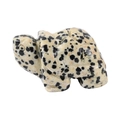 Carved turtle ornament made of natural spotted dalmatian stone on white background - Spotted Stone / S