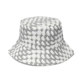 Wendbarer Sonnenhut mit Smiley-Muster für Damen, stylisches grau-weißes Canvas-Design - 58cm / Weiß