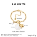 Dettaglio di bracciale in acciaio inossidabile dorato con stella marina e perla - Stile Stella Marina (KB203143-SXSJ)