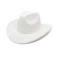 Side view of white wool felt cowboy hat featuring a classic curved brim and creased crown - M (56-58cm) / White