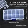 10-compartment clear plastic nail art storage box with adjustable blue dividers - 10 Grids Storage Box (6.5*13*2.3cm)