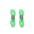 Neon green non-slip silicone eyeglass chain connectors with silver metal spring loops - Neon Green / Silver Metal Ring