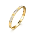 Eleganter 18k vergoldeter Edelstahl Armreif mit funkelnden Strasssteinen und Sternenmustern - Kreuzform Goldfarben Strass-Stil (32B-A-9)