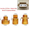 Three-piece amber fluted glass candle holder set in various vintage-style shapes - Tools Set Combo / Amber
