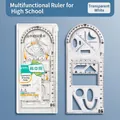 Multifunctional geometric drawing ruler set for students with clear template scales - Senior High Multifunctional Ruler