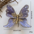 Dettaglio farfalla in velluto viola con glitter oro e strass, dimensioni 25x21 cm - Viola