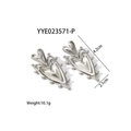 Orecchini a cuore a doppio strato in acciaio inossidabile con bordo a perline argento - Stile Cuore Argentato (YYE023571-P)