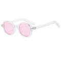 Retro oval sunglasses with pink lenses and transparent frames for a trendy fashion look - Transparent Frame Pink Lens