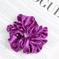 Large purple satin scrunchie with a silky finish and retro pleated texture - Purple