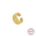Detaillierte Ansicht der goldenen 925er Sterling Silber Ohrmanschette mit Perlen-Design - Breite Doppellagige Zirkonia-Ohrmanschette (Stil 3)