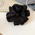 Elegant black pleated scrunchie with subtle polka dots on textured fabric - Black (23# Scrunchie-Black)