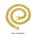 Classic 13mm iced out gold Cuban link necklace with rhinestones in 65cm length - 65cm / Gold