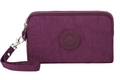 Waterproof purple nylon phone wallet with three zippers and a removable wrist strap - Purple