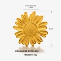 Anello girasole oversize in acciaio inossidabile placcato oro 18K, diametro di 4,2 cm - Stile Girasole Dorato