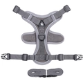 Pettorina per gatti grigio scuro traspirante con strisce riflettenti e guinzaglio set - XL / Grigio classico