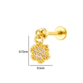Elegant gold flower zircon micro-pave labret stud earring with 0.72cm size detail - Flower (2635-4) / Gold