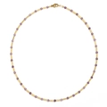 Macro shot of purple faceted stone beads and gold tube links on a stylish sweater necklace - SL1362-Purple