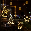 Warm white LED Christmas window suction lights featuring snowman and reindeer shapes - Set 12 - 4 Styles