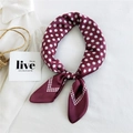 Elegant wine red polka dot silk scarf in French vintage style for shirt matching - Rose Purple Double Row Dot Frame