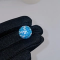 Spherical blue clay bead with sparkling blue and clear rhinestones for DIY jewelry - 16mm Lake Blue Round Bead