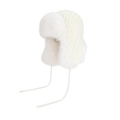Cappello trapper in maglia a trecce foderato in pile con pelliccia bianca in crema - Bianco Latte (6019)