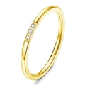 Minimalist 18K gold-plated titanium ring with three inlaid rectangular-set zircons - Gold-3 Stones