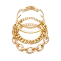Retro style 4-piece golden chain anklet and bangle set for women in minimalist design - 4 Pcs Gold Chain Set