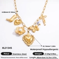 Collar de acero inoxidable chapado en oro de 18k con dijes de corazón y botas chic - Estilo Bota Western & Corazón (XL31345)
