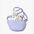 Light purple nylon crossbody bag showing spacious interior for essentials and gadgets - Milky Purple