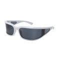 Y2K punk wraparound sunglasses with thick white frames and dark grey lenses for skiing - C6 Solid White Frame Gray Lens