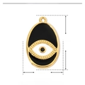Detail des Evil-Eye-Anhängers mit Maßen von 21 mm Höhe und 13 mm Breite - Oval Schwarz Weiß Auge mit Strass