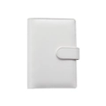Minimalist white A6 PU leather loose-leaf notebook cover with stitching and buckle closure - White (Cover Only)