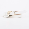 Fashionable white women belt with elegant gold metal buckle on white background - White