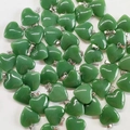 Bulk green heart-shaped jade stone pendants with metal loops for DIY jewelry making - Smelted Green